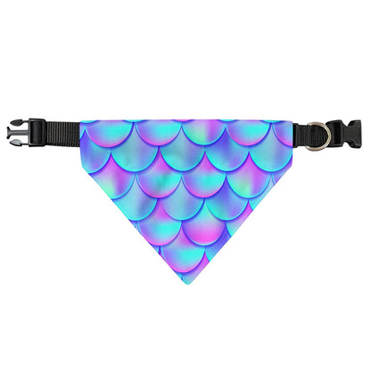 Teal Purple Mermaid Scales Pattern Print Over The Collar Dog Bandana