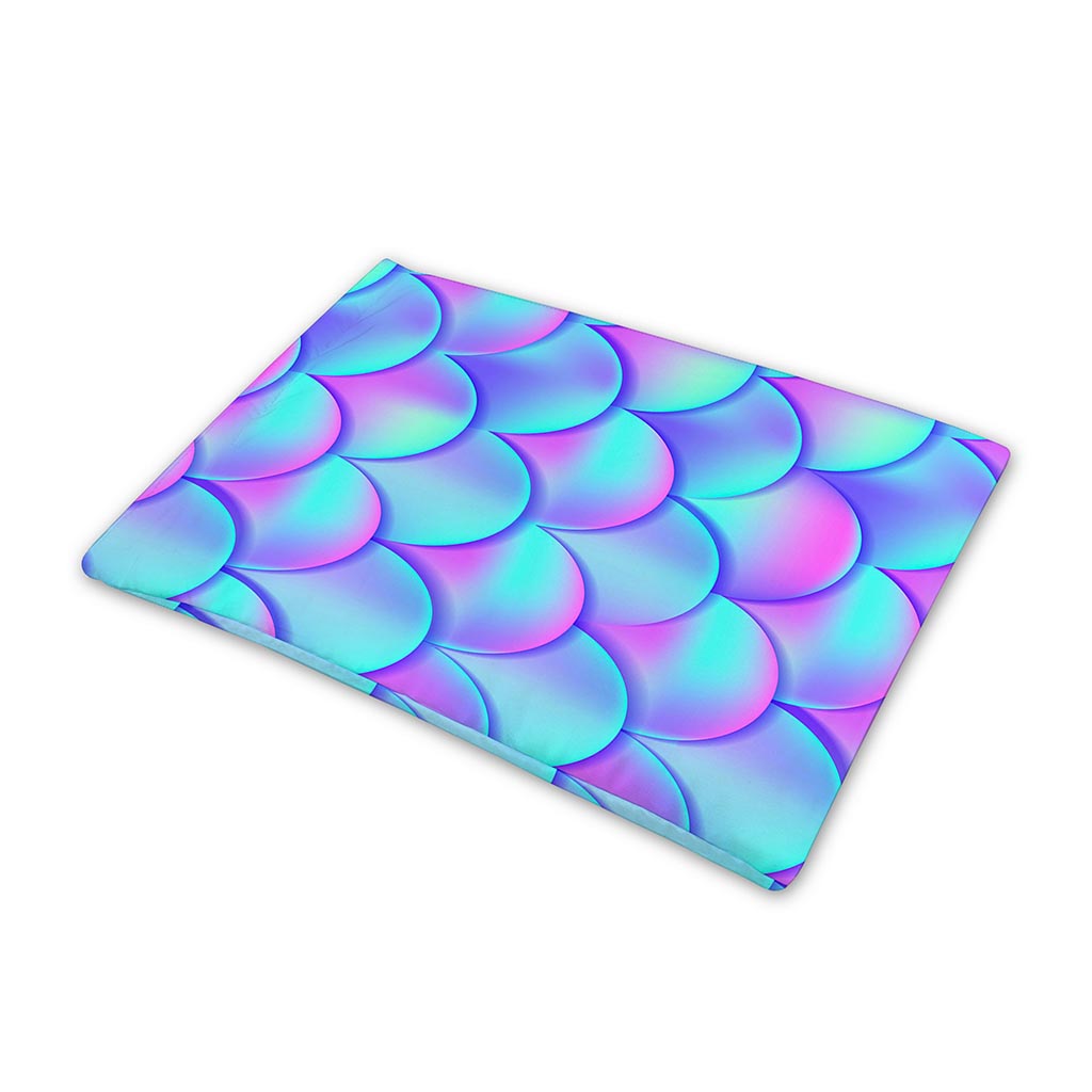 Teal Purple Mermaid Scales Pattern Print Pet Cooling Mat Cover