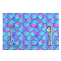 Teal Purple Mermaid Scales Pattern Print Placemat