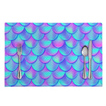 Teal Purple Mermaid Scales Pattern Print Placemat