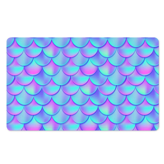 Teal Purple Mermaid Scales Pattern Print Polyester Doormat