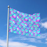 Teal Purple Mermaid Scales Pattern Print Polyester Flag