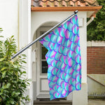 Teal Purple Mermaid Scales Pattern Print Polyester Flag