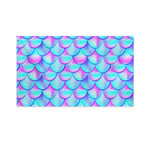 Teal Purple Mermaid Scales Pattern Print Polyester Flag