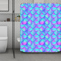 Teal Purple Mermaid Scales Pattern Print Polyester Shower Curtain