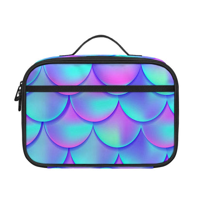 Teal Purple Mermaid Scales Pattern Print Portable Lunch Bag