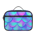 Teal Purple Mermaid Scales Pattern Print Portable Lunch Bag