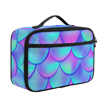 Teal Purple Mermaid Scales Pattern Print Portable Lunch Bag