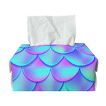 Teal Purple Mermaid Scales Pattern Print Rectangle Tissue Box Cover