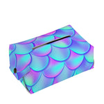 Teal Purple Mermaid Scales Pattern Print Rectangle Tissue Box Cover