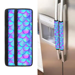 Teal Purple Mermaid Scales Pattern Print Refrigerator Handle Covers