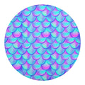 Teal Purple Mermaid Scales Pattern Print Round Blanket