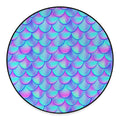 Teal Purple Mermaid Scales Pattern Print Round Floor Mat