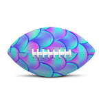 Teal Purple Mermaid Scales Pattern Print Rugby Ball