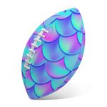 Teal Purple Mermaid Scales Pattern Print Rugby Ball
