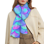 Teal Purple Mermaid Scales Pattern Print Scarf