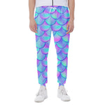 Teal Purple Mermaid Scales Pattern Print Scuba Joggers