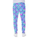 Teal Purple Mermaid Scales Pattern Print Scuba Joggers