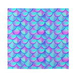 Teal Purple Mermaid Scales Pattern Print Silk Bandana