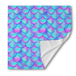 Teal Purple Mermaid Scales Pattern Print Silk Bandana