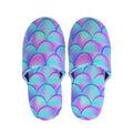 Teal Purple Mermaid Scales Pattern Print Slippers