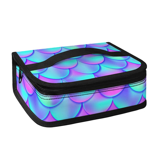 Teal Purple Mermaid Scales Pattern Print Small Lunch Bag