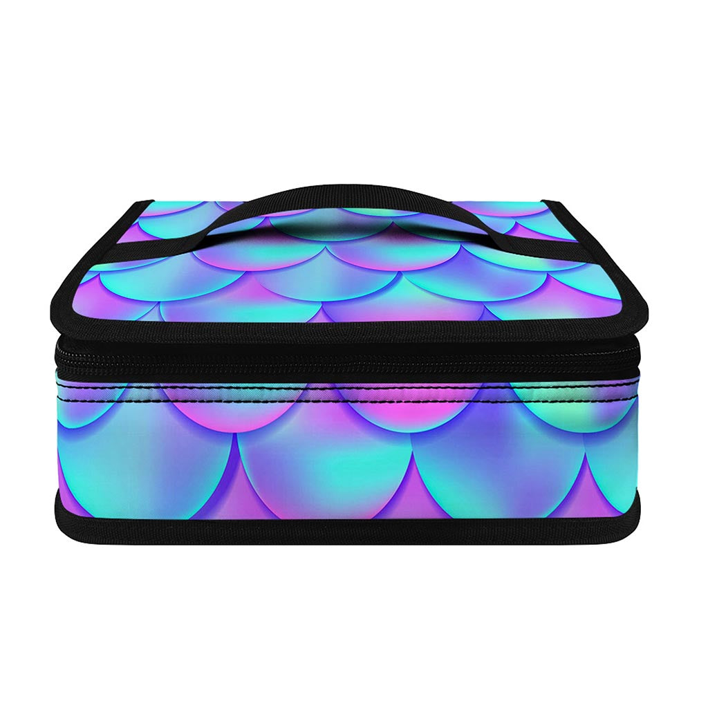 Teal Purple Mermaid Scales Pattern Print Small Lunch Bag