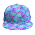 Teal Purple Mermaid Scales Pattern Print Snapback Cap