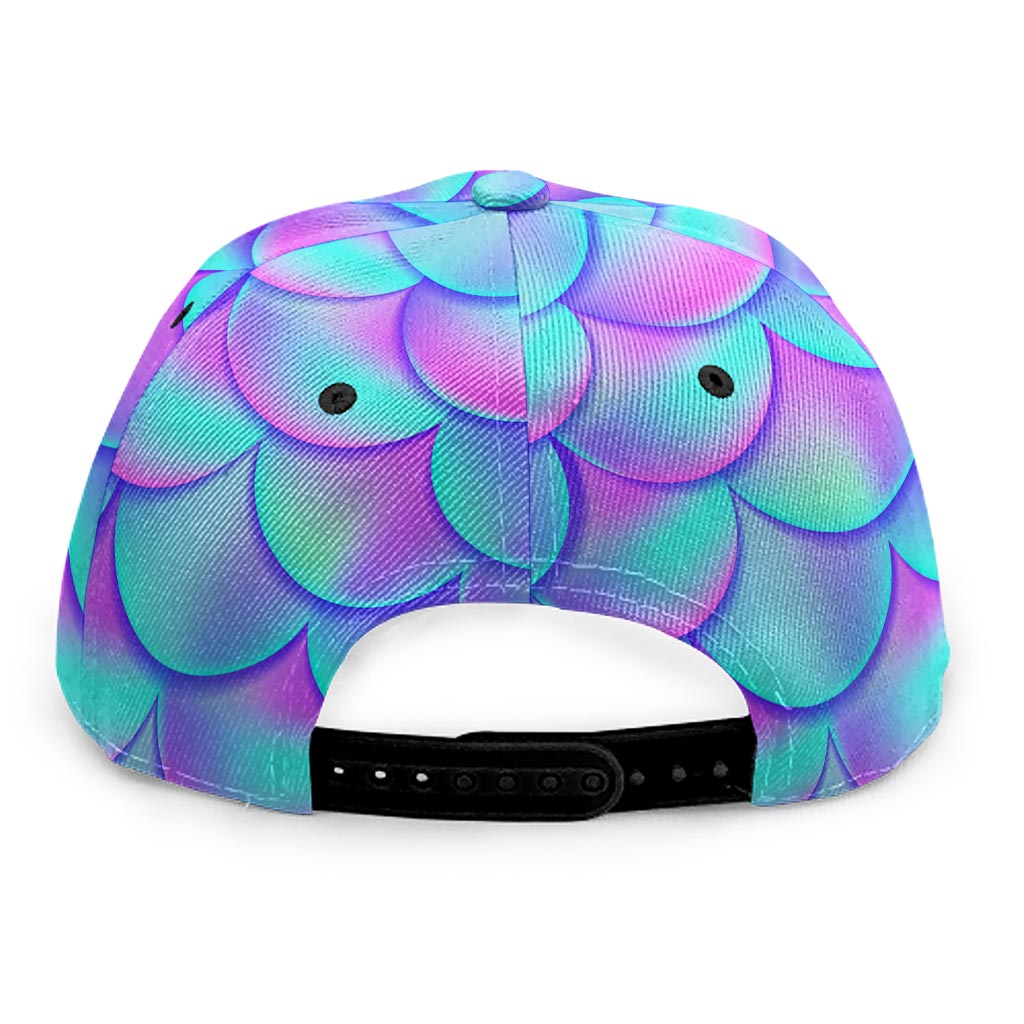Teal Purple Mermaid Scales Pattern Print Snapback Cap
