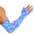 Teal Purple Mermaid Scales Pattern Print Sun Protection Arm Sleeves