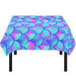 Teal Purple Mermaid Scales Pattern Print Tablecloth
