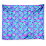 Teal Purple Mermaid Scales Pattern Print Tapestry