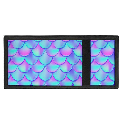 Teal Purple Mermaid Scales Pattern Print Trifold Wallet