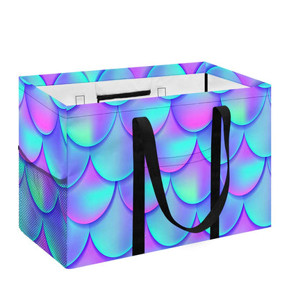 Teal Purple Mermaid Scales Pattern Print Utility Tote Bag