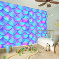 Teal Purple Mermaid Scales Pattern Print Wall Sticker