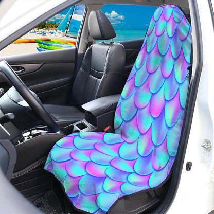 Teal Purple Mermaid Scales Pattern Print Waterproof Car Seat Cover