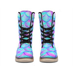 Teal Purple Mermaid Scales Pattern Print Winter Boots