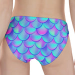 Teal Purple Mermaid Scales Pattern Print Women's Panties