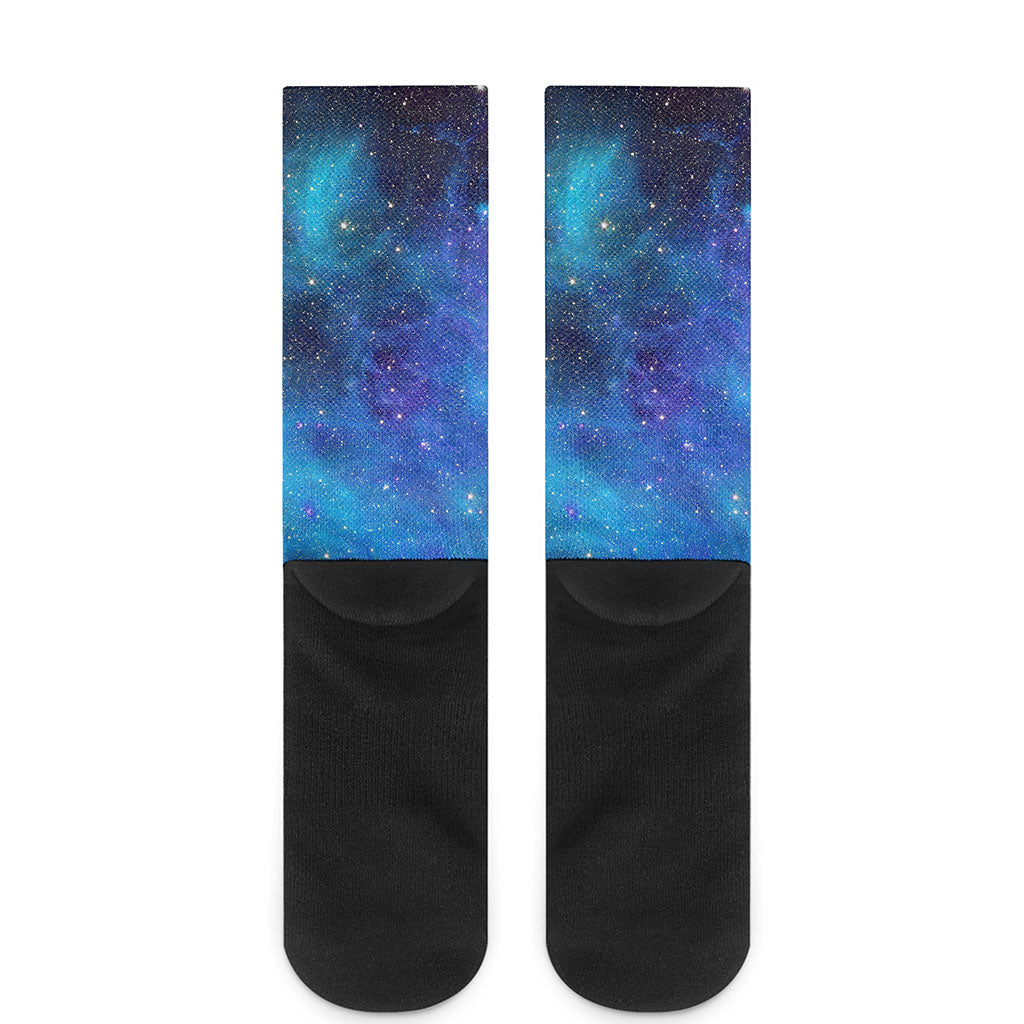 Teal Purple Stardust Galaxy Space Print Crew Socks