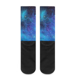 Teal Purple Stardust Galaxy Space Print Crew Socks