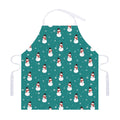Teal Snowman Pattern Print Adjustable Apron