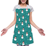 Teal Snowman Pattern Print Adjustable Apron