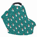 Teal Snowman Pattern Print Baby Seat Cover
