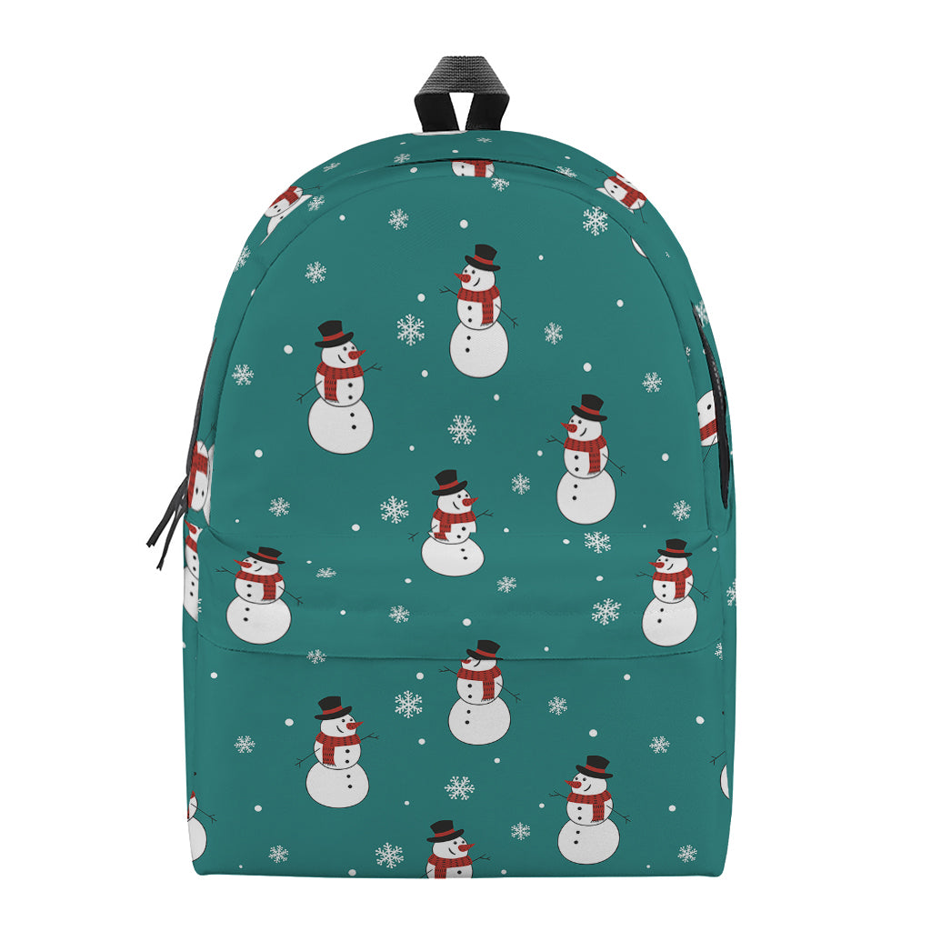 Teal Snowman Pattern Print Backpack