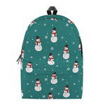 Teal Snowman Pattern Print Backpack