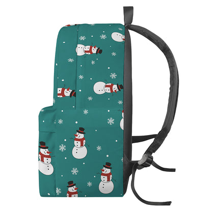 Teal Snowman Pattern Print Backpack