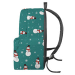 Teal Snowman Pattern Print Backpack