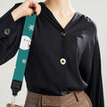 Teal Snowman Pattern Print Bag Strap