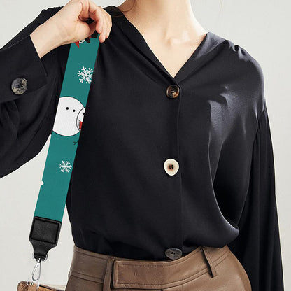 Teal Snowman Pattern Print Bag Strap
