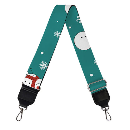Teal Snowman Pattern Print Bag Strap